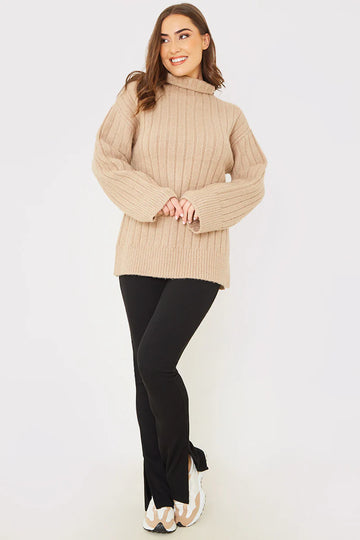 Compact Rib Split Hem Leggings